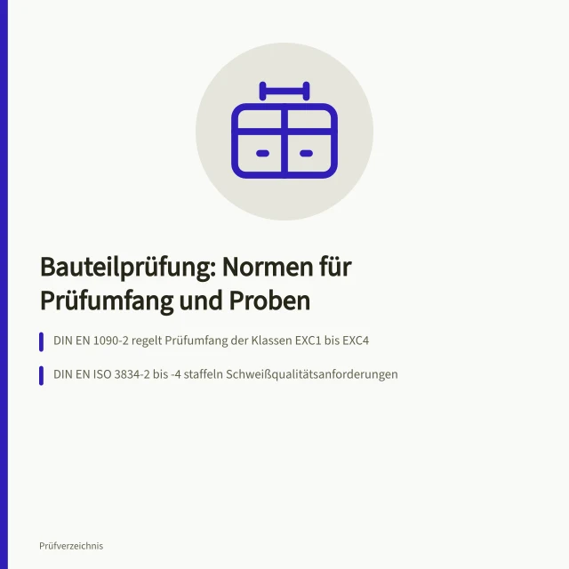 Schweißnaht am Stahlbauteil wird zerstörungsfrei mit Prüfkopf geprüft. Bauteilprüfung Normen als Leitfaden für Prüfumfang und Probennahme