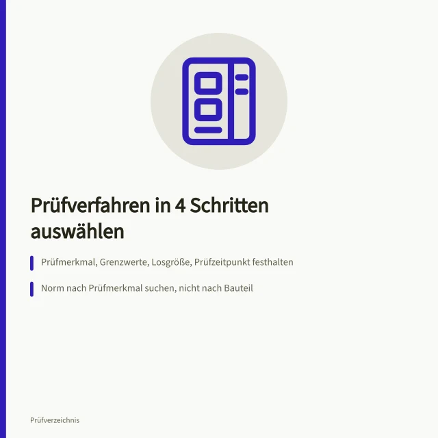 Auswahl von Materialprüfverfahren nach Prüfmerkmal und Norm. Materialprüfung Verfahren in 4 Schritten auswählen