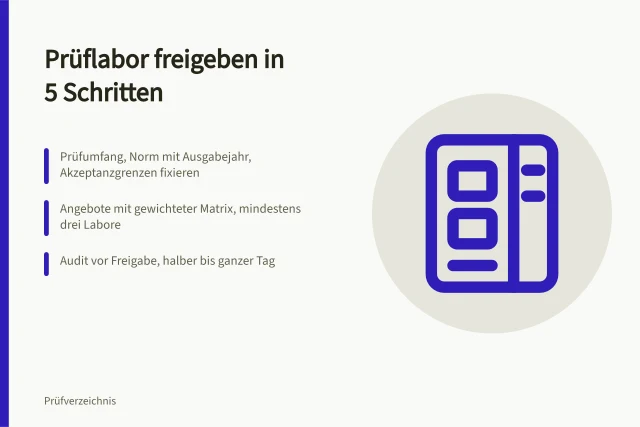 Fünf Schritte zur Auswahl und Freigabe eines Prüflabors. Prüflabor auswählen in 5 Schritten für die Lieferantenfreigabe
